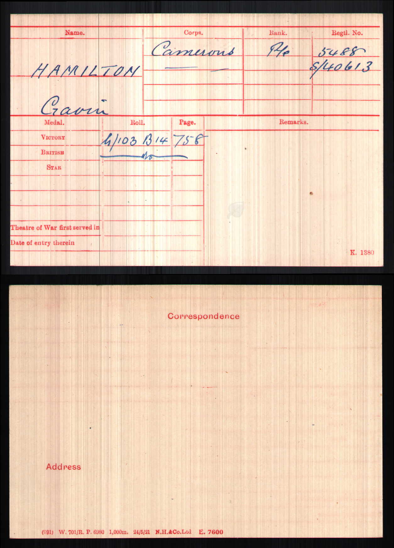 4th & 6th Cameron Highlanders POW 1918 WW1 Medal Pair Glasgow MIA Presumed Dead