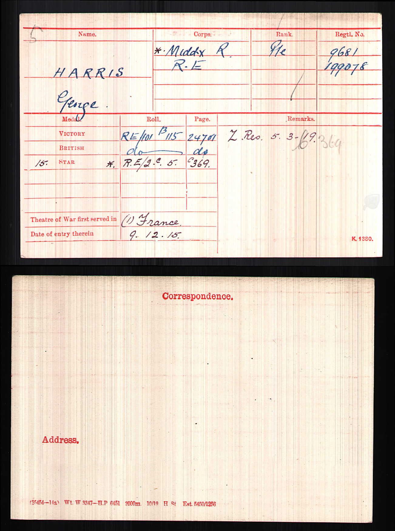 4th Middlesex Regiment RE WW1 Medal Trio POW 1918 Believed Killed from Ratcliffe