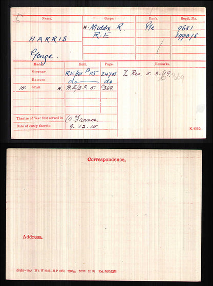 4th Middlesex Regiment RE WW1 Medal Trio POW 1918 Believed Killed from Ratcliffe