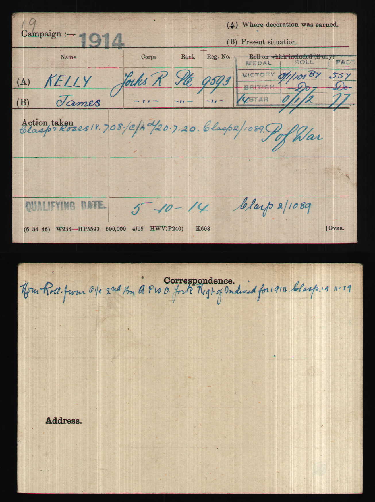 Yorkshire Regiment POW Loos 1915 British 1914 Mons Star WW1 & WW2 Medal Group