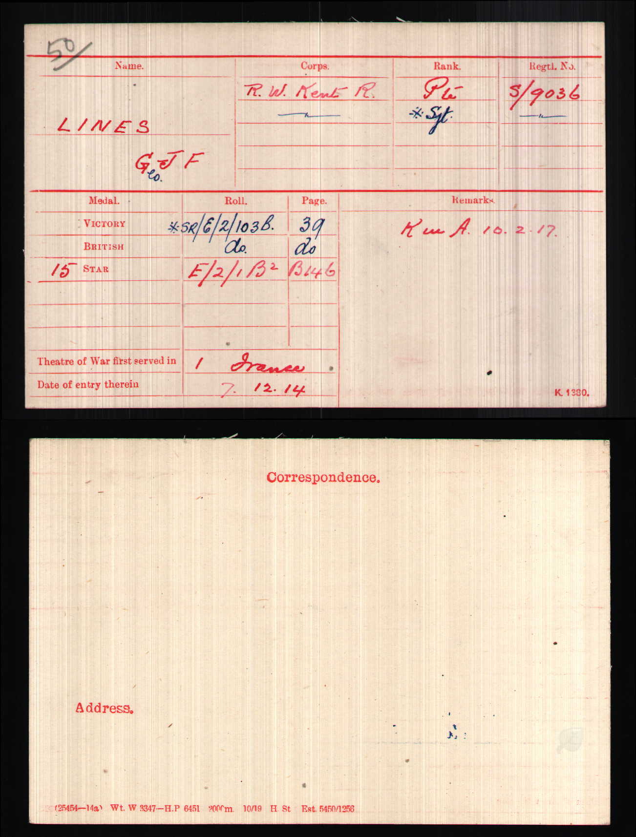 Queen's Own Royal West Kent Regiment Sgt KIA TRENCH RAID 1917 Posthumous MiD WW1 Medal Trio