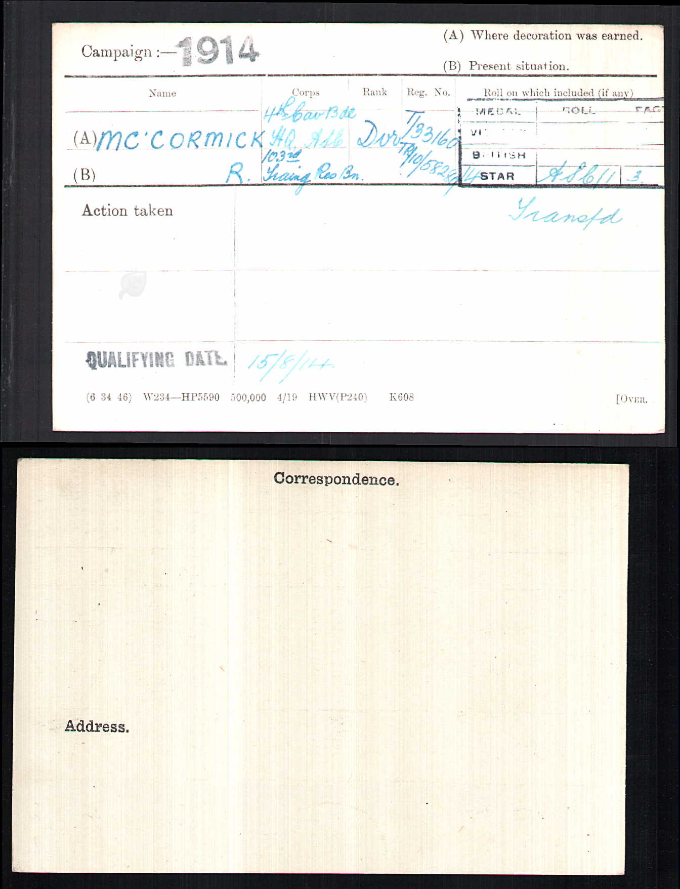 Essex Regiment KIA 1917 Victory Medal WW1 British Late ASC From Kirkcowan