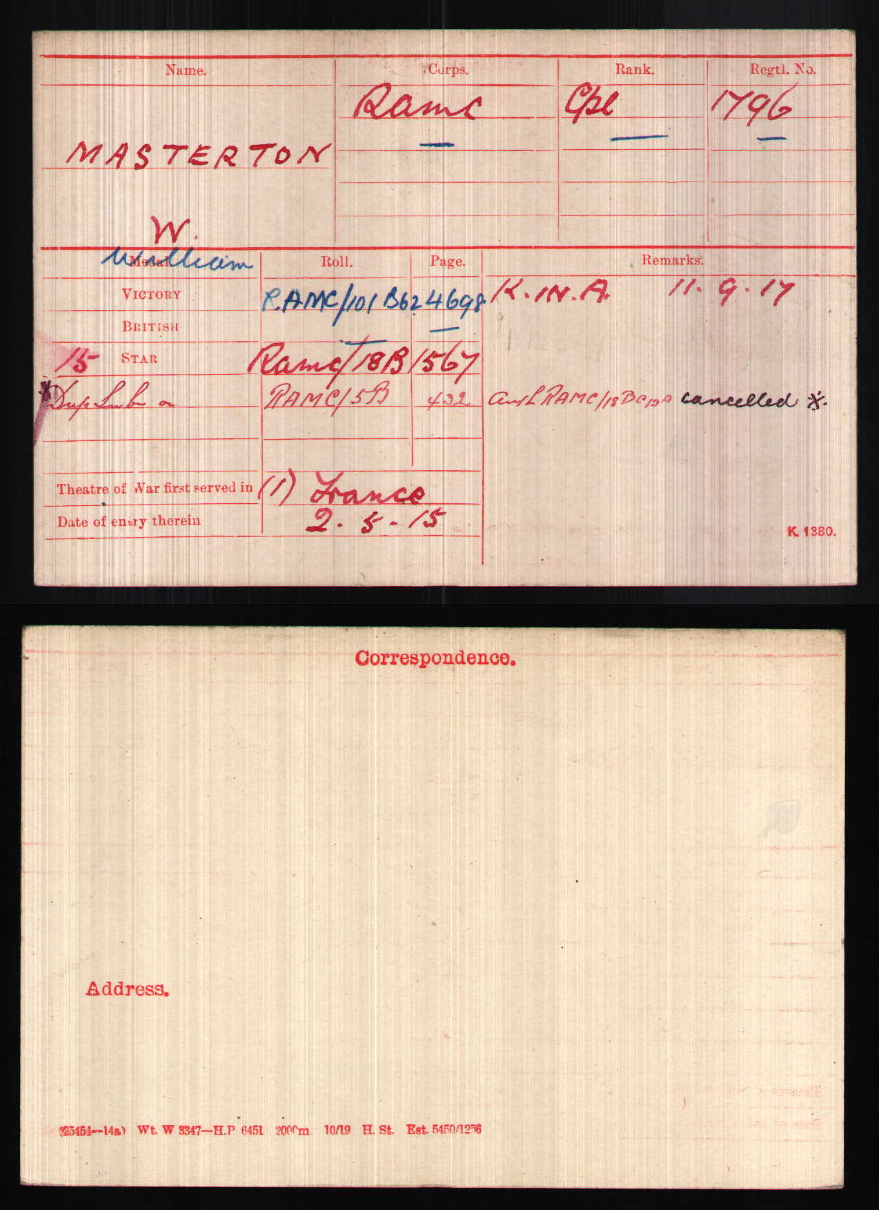 3rd Highland Field Ambulance RAMC attd 6th Black Watch KIA Ypres 1917 WW1 Medals