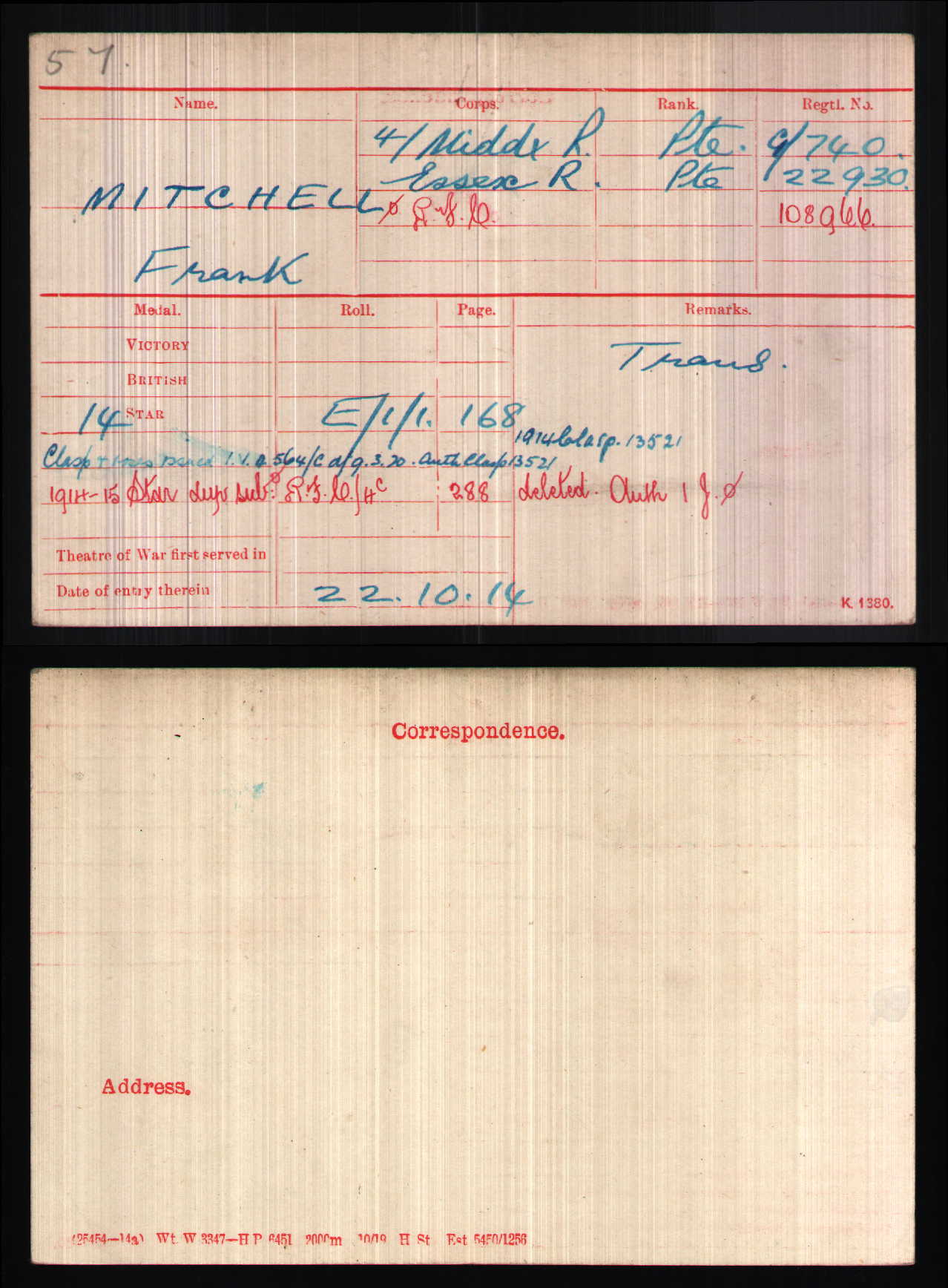 Royal Flying Corps, Royal Air Force, & Middlesex Regiment - WW1 1914 Mons Star Trio - West Croydon