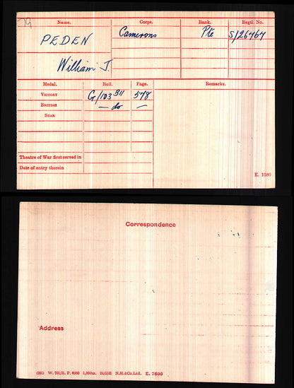 Cameron Highlanders Died 1917 British War Medal WW1 Glasgow University Lovat Scouts
