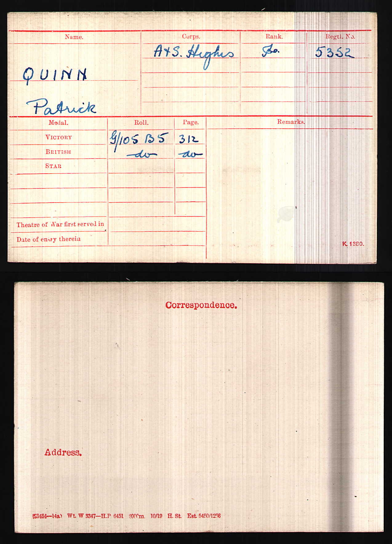 Argyll & Sutherland Highlanders - Killed in Action Somme 1916 Capture of Morval - WW1 Medal Pair - From Paisley