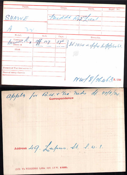 Middlesex Regiment Officer x2 WIA WW1 Medal Group WW2 RASC Lupus St London Shawe