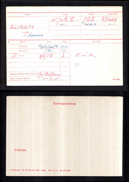 9th West Yorkshire Regiment - Company Sergeant-Major Killed in Action Gallipoli 1915 - Memorial Plaque