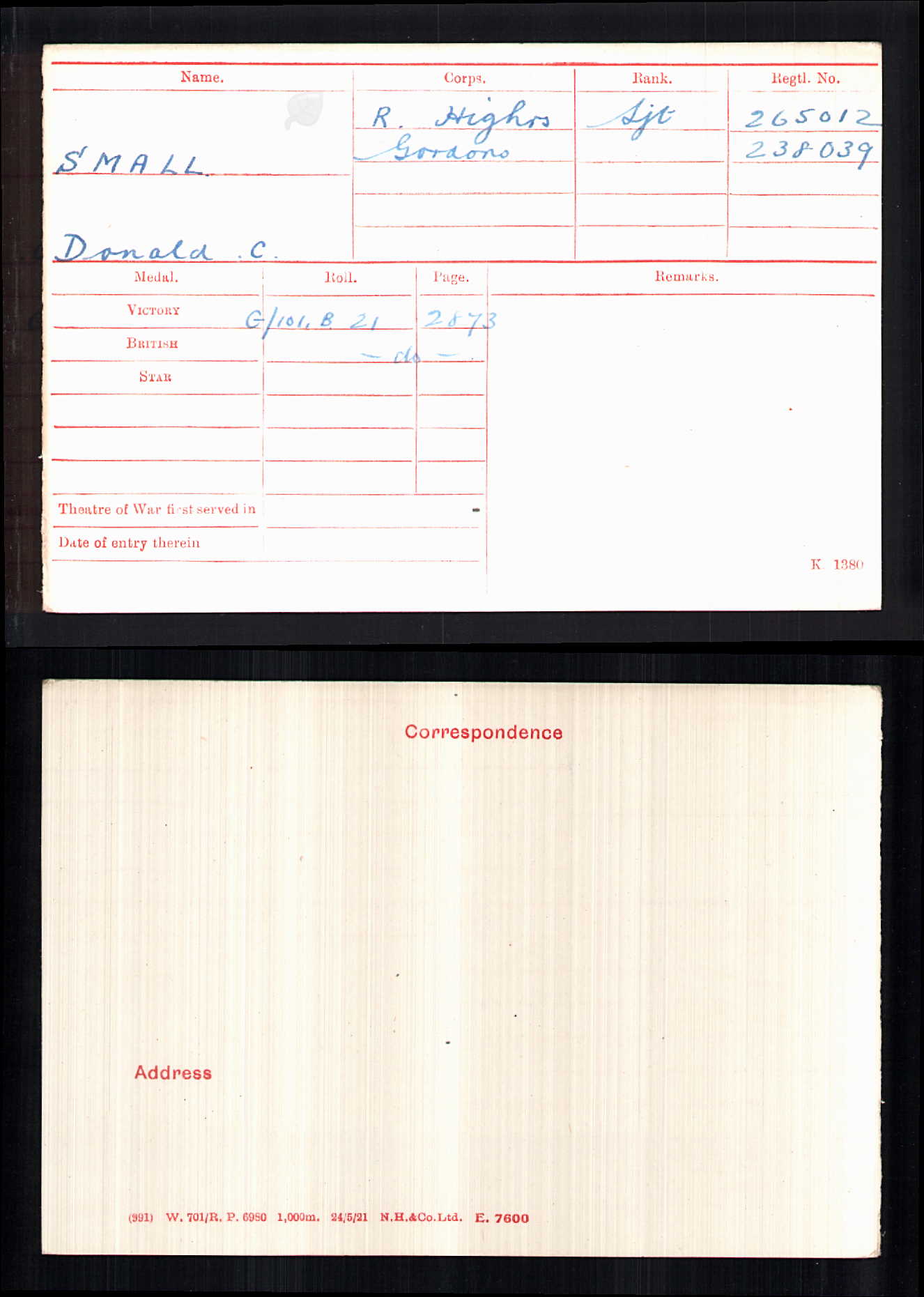 Gordon Highlanders KIA 1917 late 6th Black Watch WW1 British War Medal got TFEM