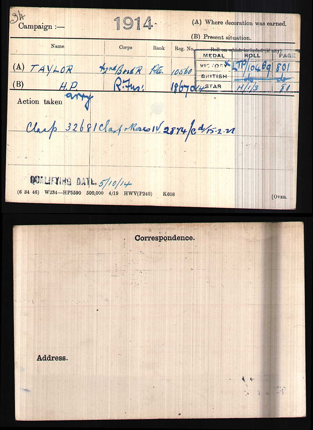 Border Regiment - x3 Wounded in Action 1914, 1916, 1917 - WW1 1914 Medal Trio from London