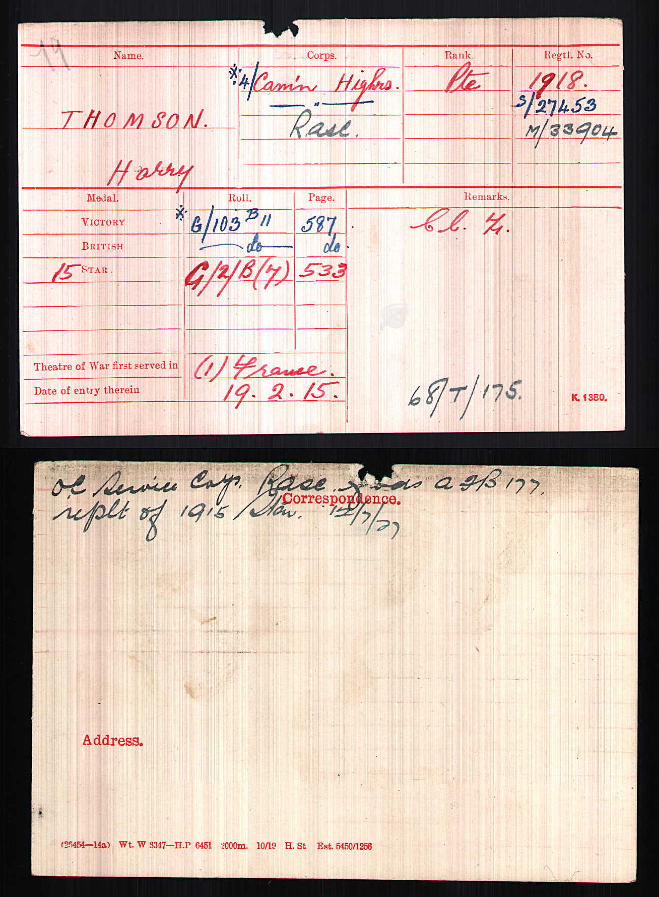 4th Cameron Highlanders x5 WIA 1914-15 Star Medal WW1 LSGC 1936 Inverness