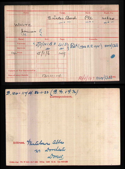 South Wales Borderers - 1914 Mons Star Medal Trio - Winterbourne Abbas, Dorset