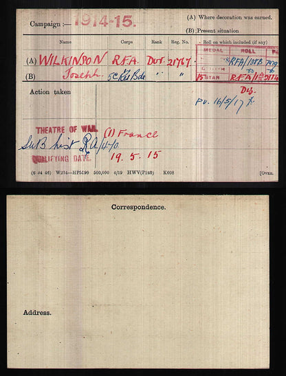 Royal Field Artillery Died of Wounds 1919 WW1 Medal Pair from South Bank, York
