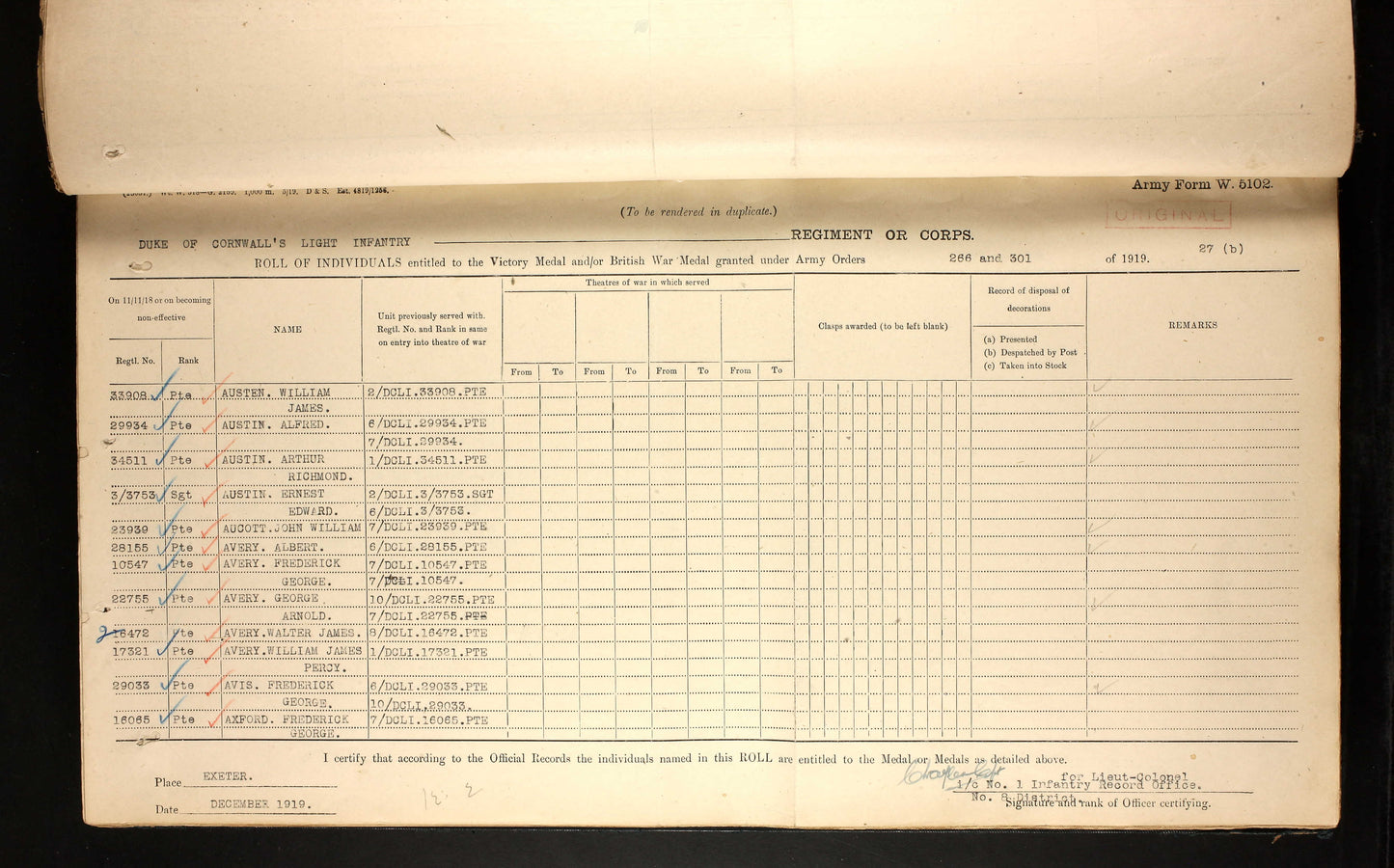 Duke of Cornwall's Light Infantry KIA 1918 British WW1 Medal Trio Avery Plymouth
