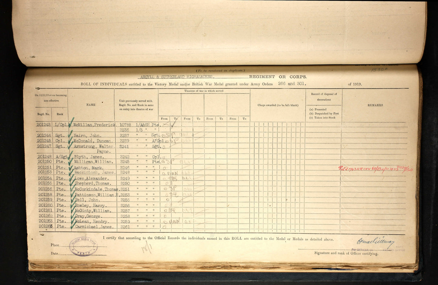 Argyll & Sutherland Highlanders - Killed in Action 1918 - WW1 Medal Pair - From Hamilton