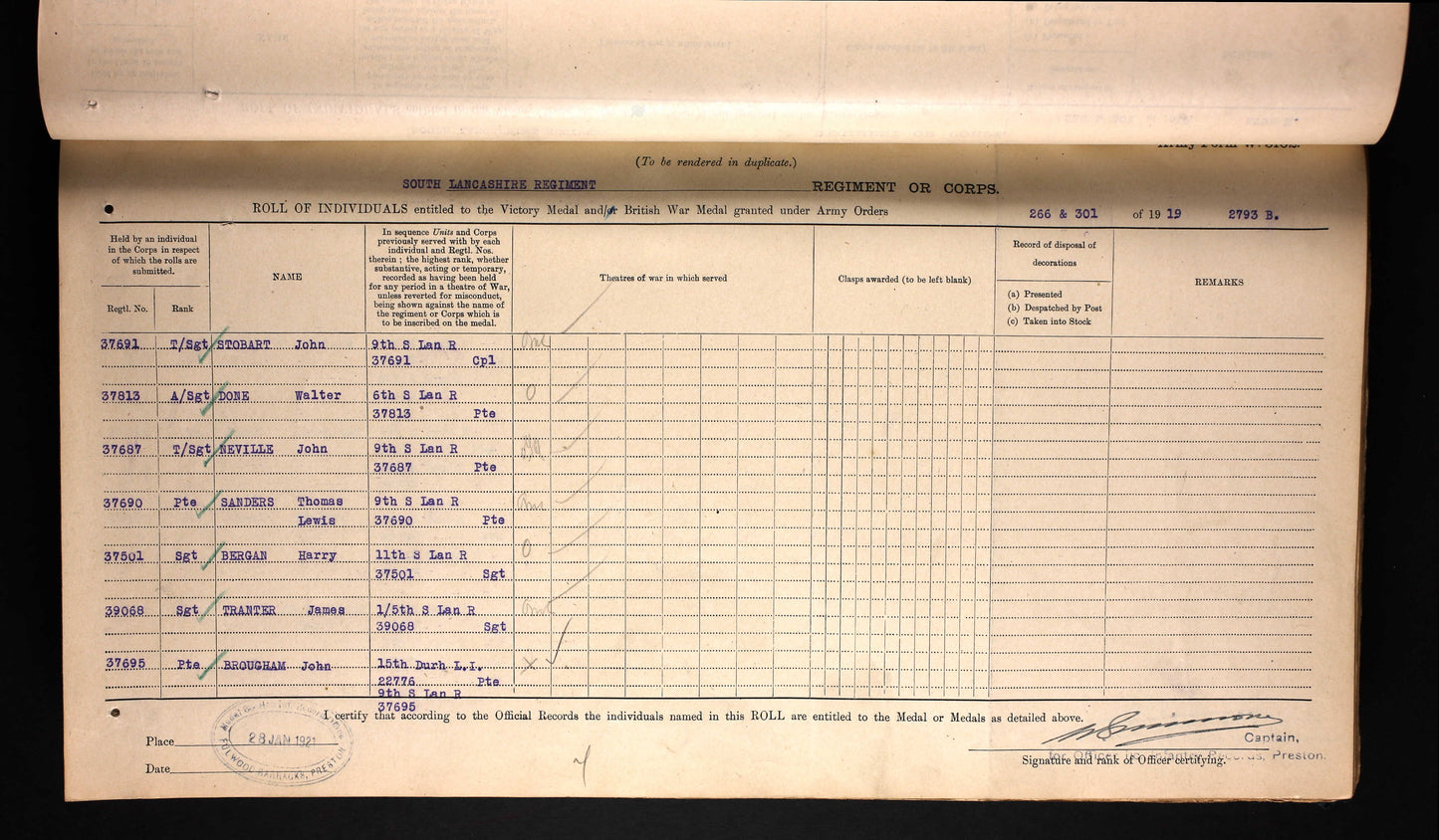 15th Durham Light Infantry - Wounded in Action - WW1 Medal Trio - South Lancashire Regt - Rowlands Gill
