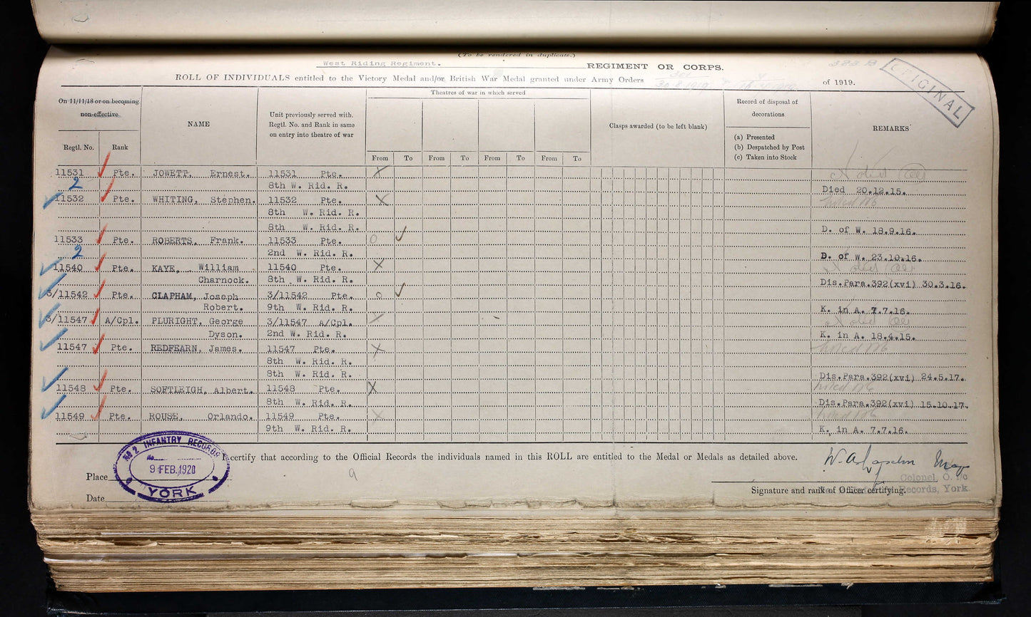 8th Bn. West Riding Regiment - Died of Wounds Somme 1916 - WW1 Medal Trio & Plaque - Bradford