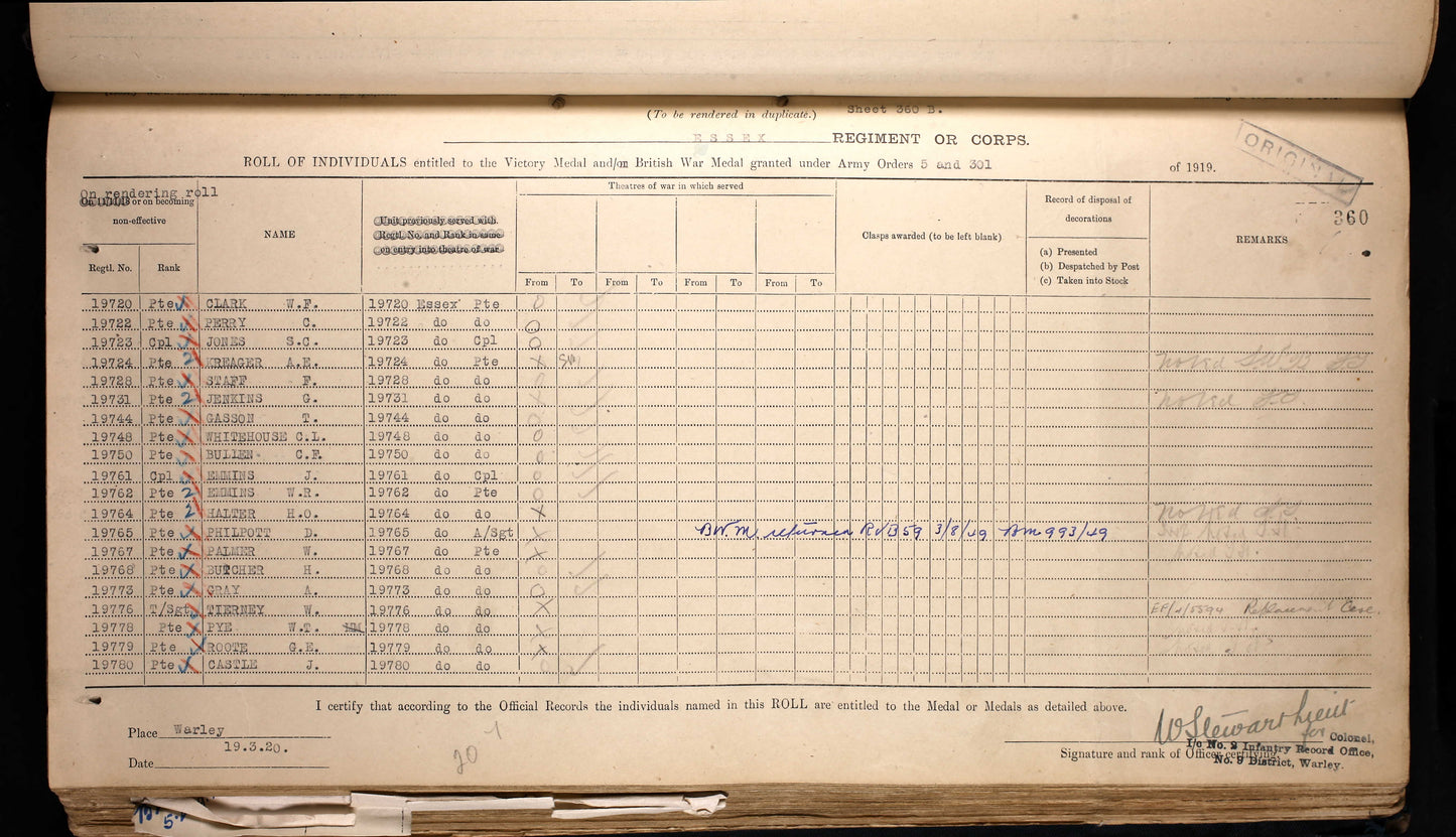 2nd Essex Regiment - Sergeant POW March 1918 WIA 1917 - London - WW1 Victory Medal