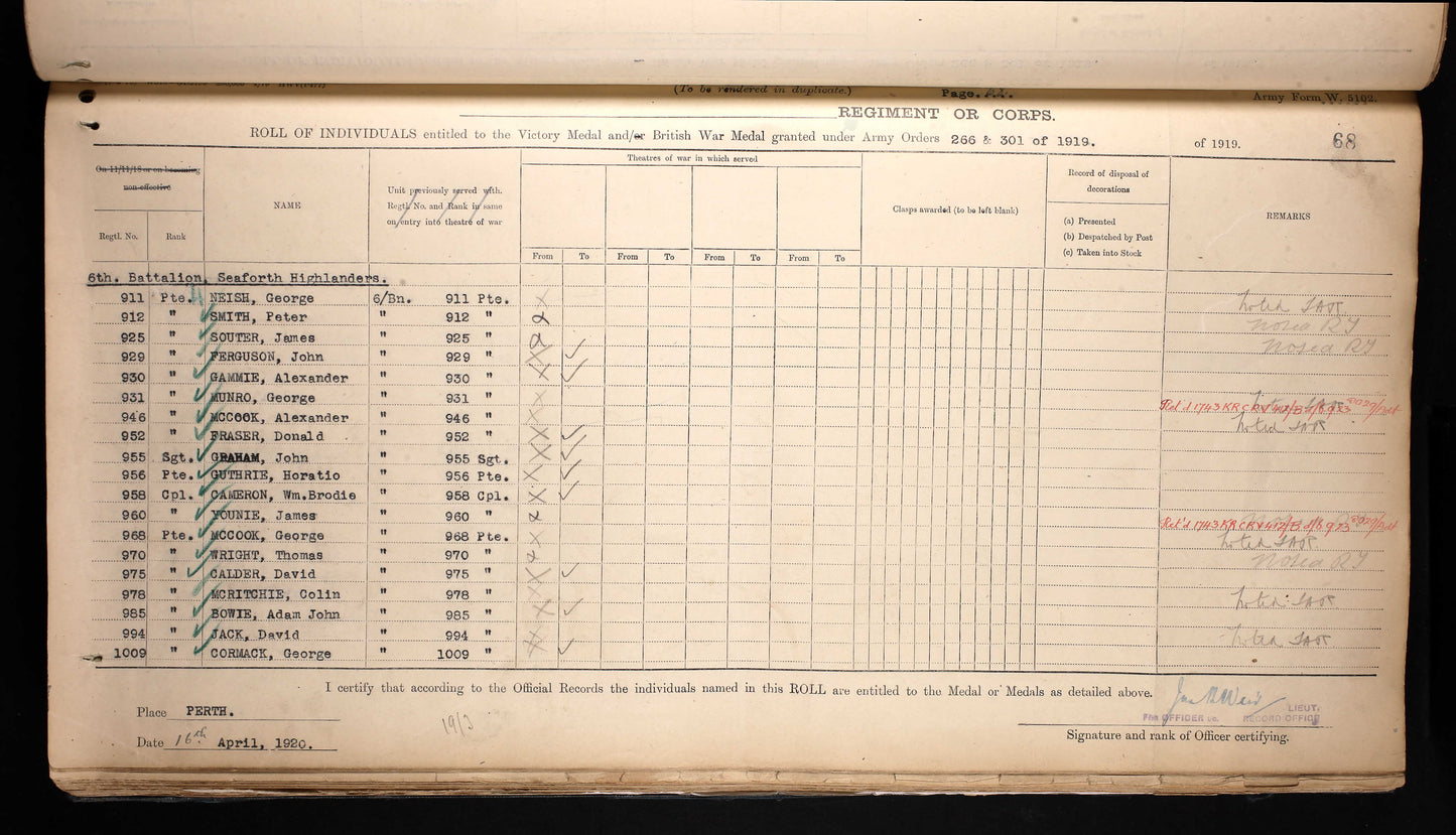 6th Bn. Seaforth Highlanders - Killed in Action Festubert 1915 - WW1 Medals - From Dyke, Forres, Morayshire