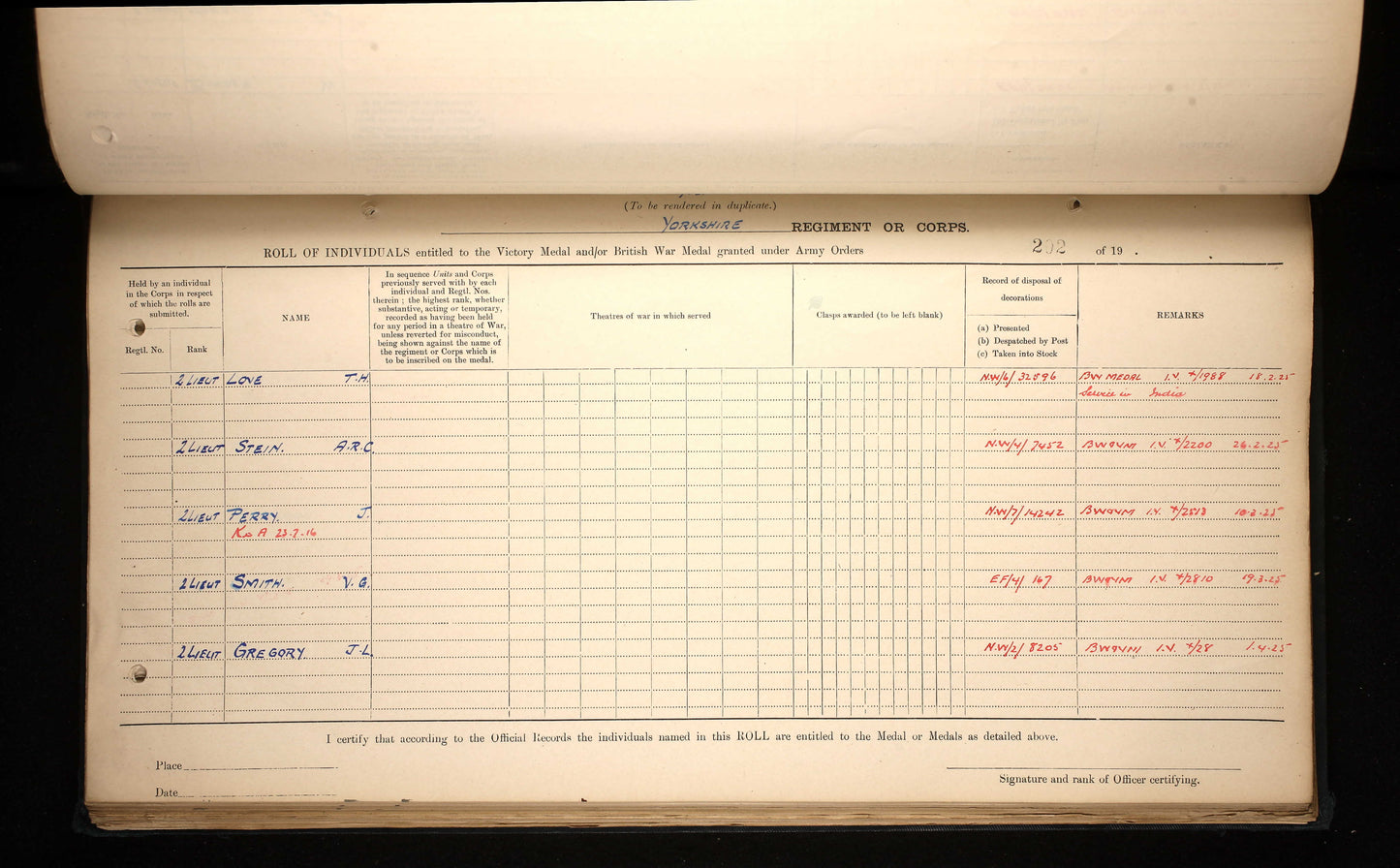 Yorkshire Regiment Officer - Killed in Action Ypres 1917 - Attd RE - WW1 Victory Medal - From Bradford