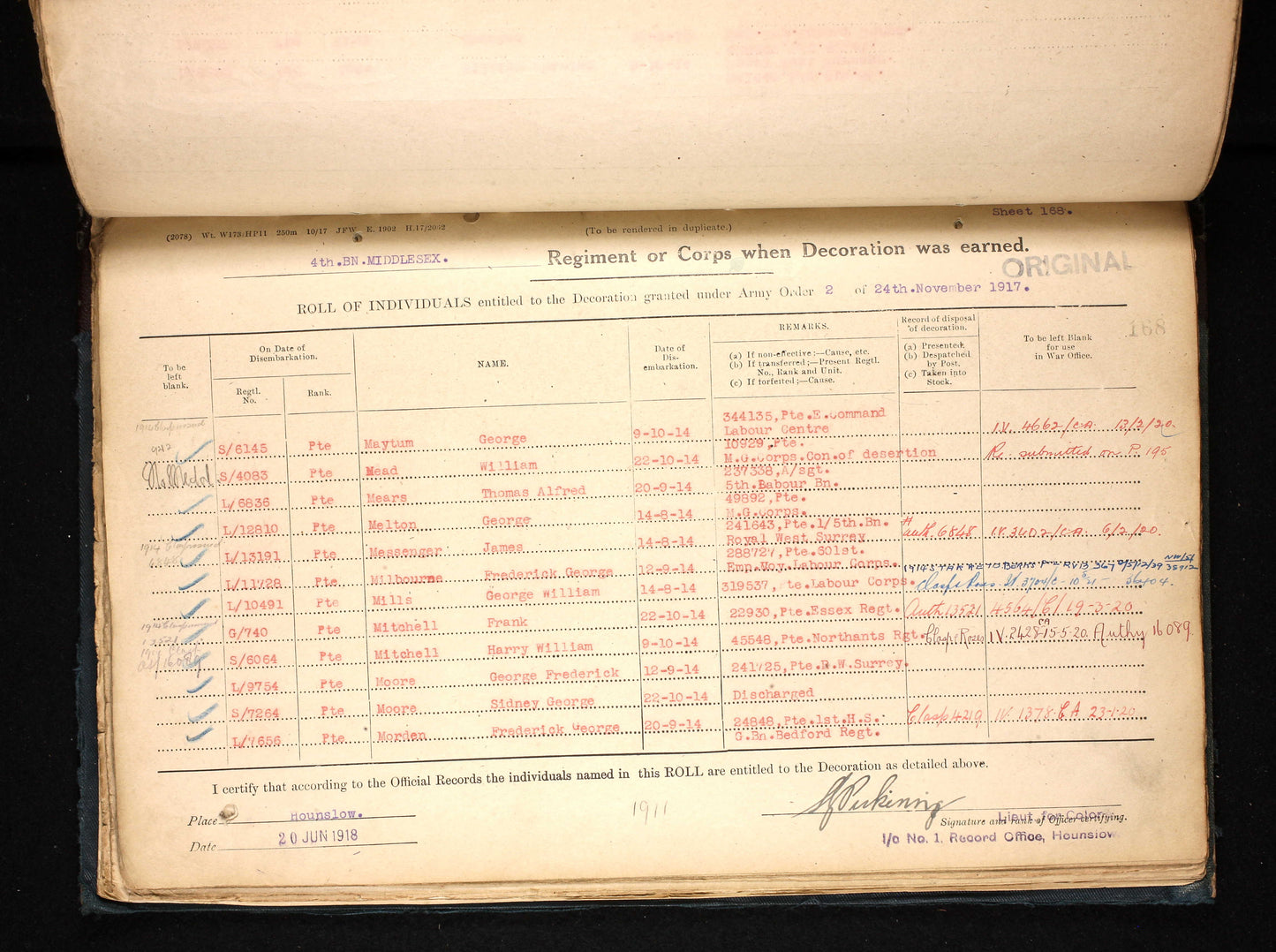 Royal Flying Corps, Royal Air Force, & Middlesex Regiment - WW1 1914 Mons Star Trio - West Croydon