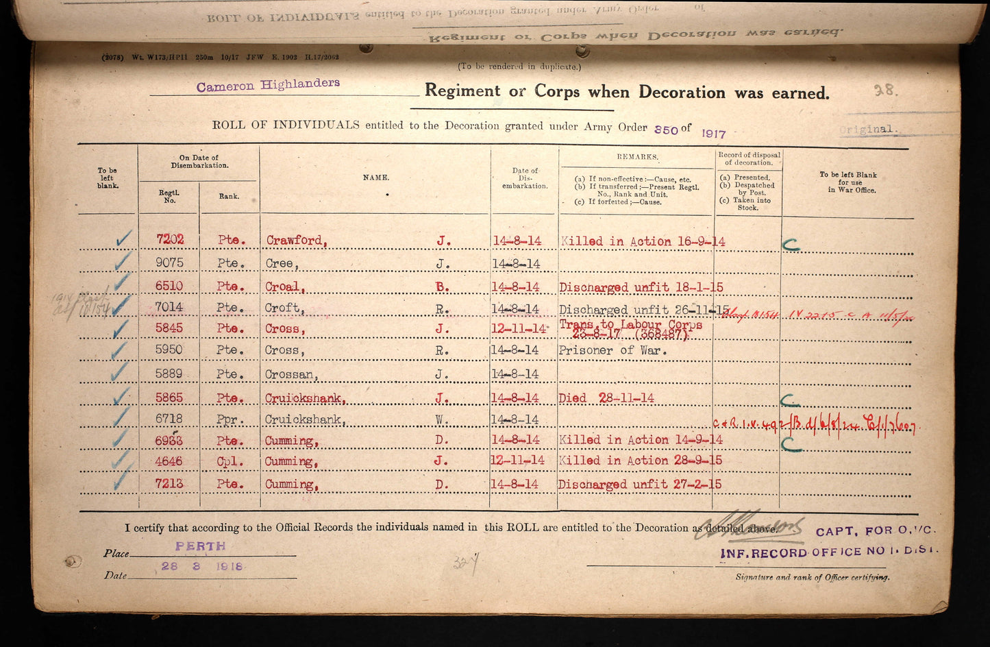 Cameron Highlanders KIA 1914 Mons Star Medal Pte Cumming Isle of Skye