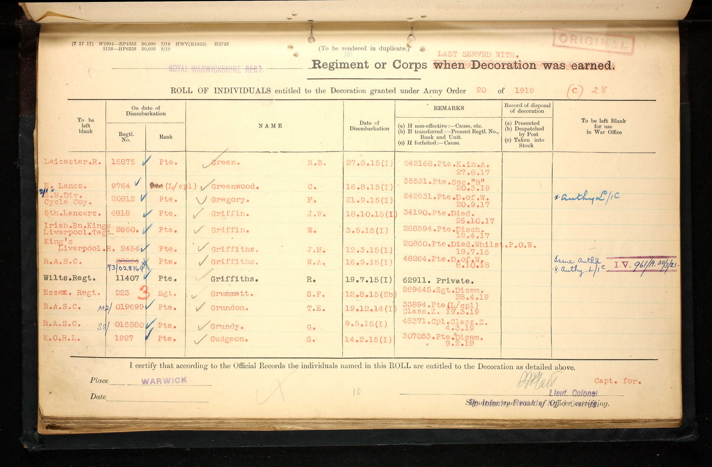 Royal Warwickshire Regiment - Died of Wounds 1917 - WW1 1914-15 Star Medal - 2/1st South Midland Divisional Cyclist Company