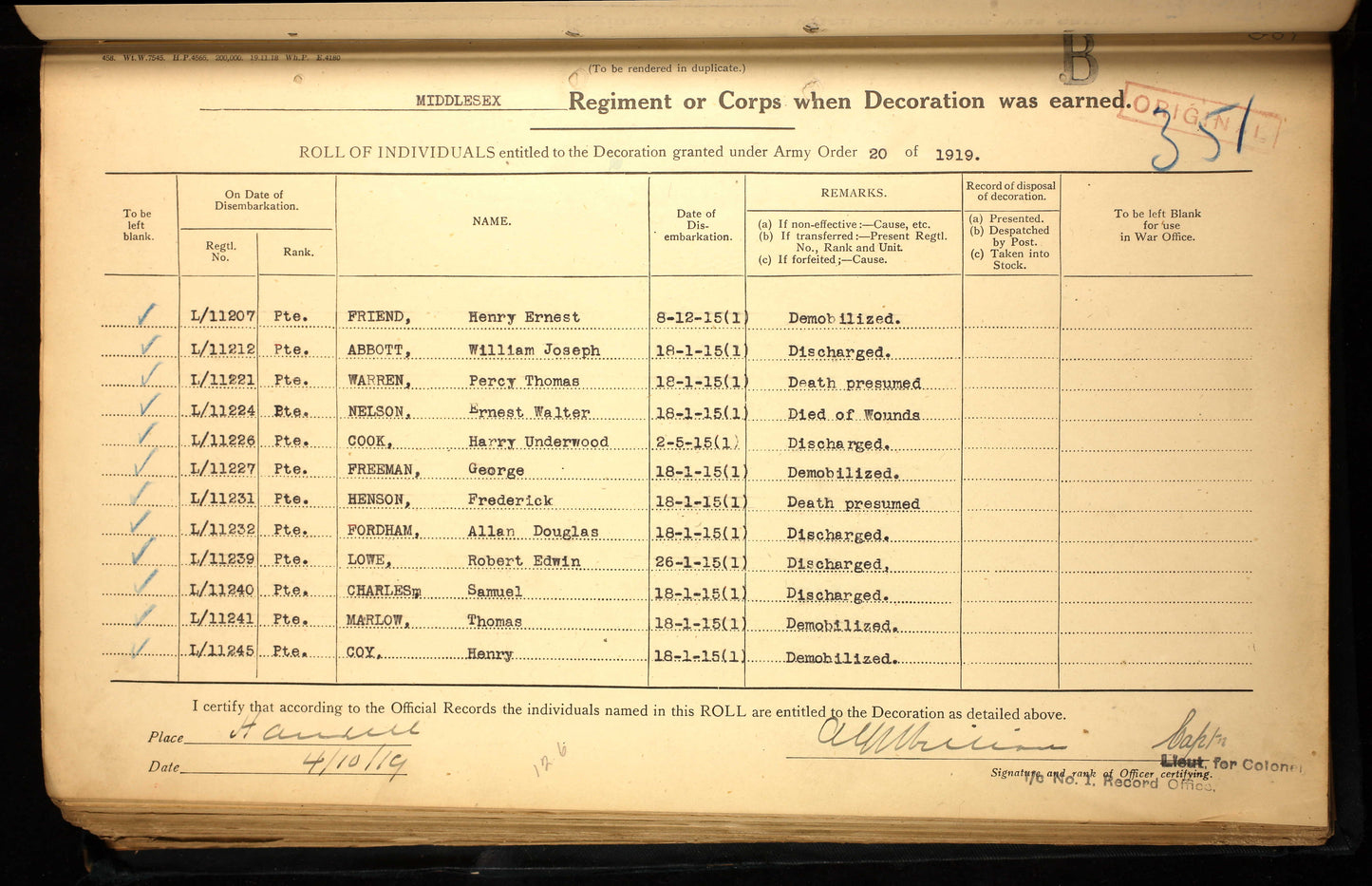 3rd Middlesex Regiment WW1 Medal Trio served Singapore India Salonika France