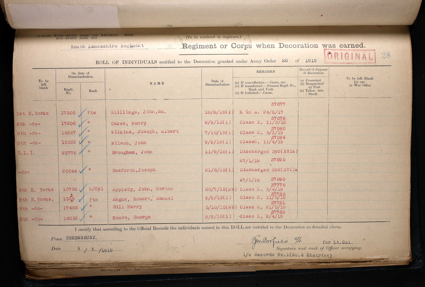15th Durham Light Infantry - Wounded in Action - WW1 Medal Trio - South Lancashire Regt - Rowlands Gill