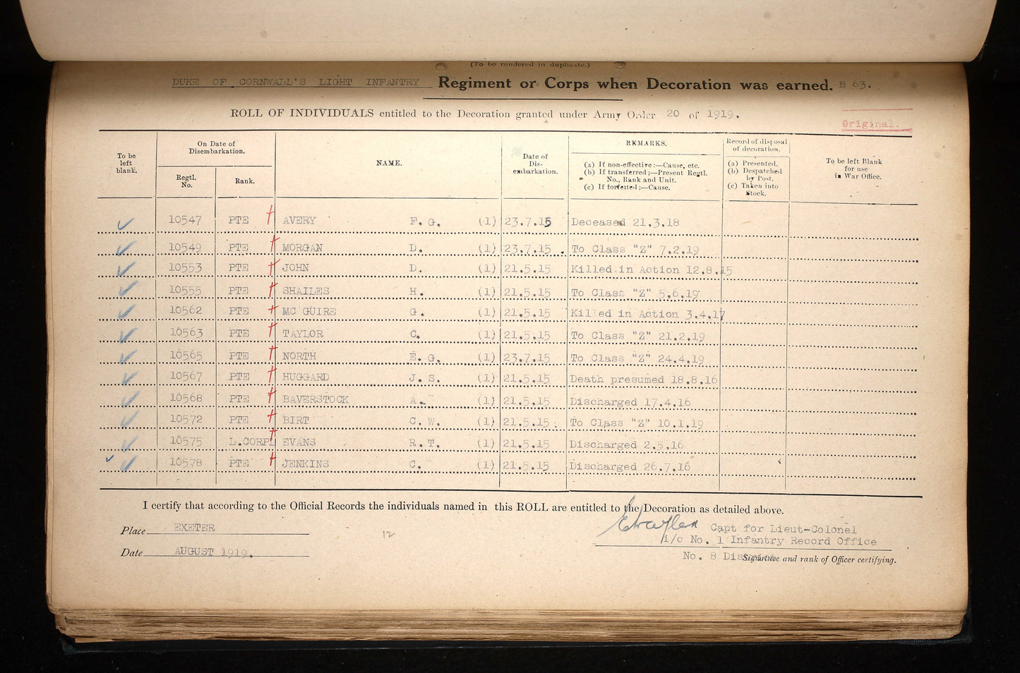 Duke of Cornwall's Light Infantry KIA 1918 British WW1 Medal Trio Avery Plymouth