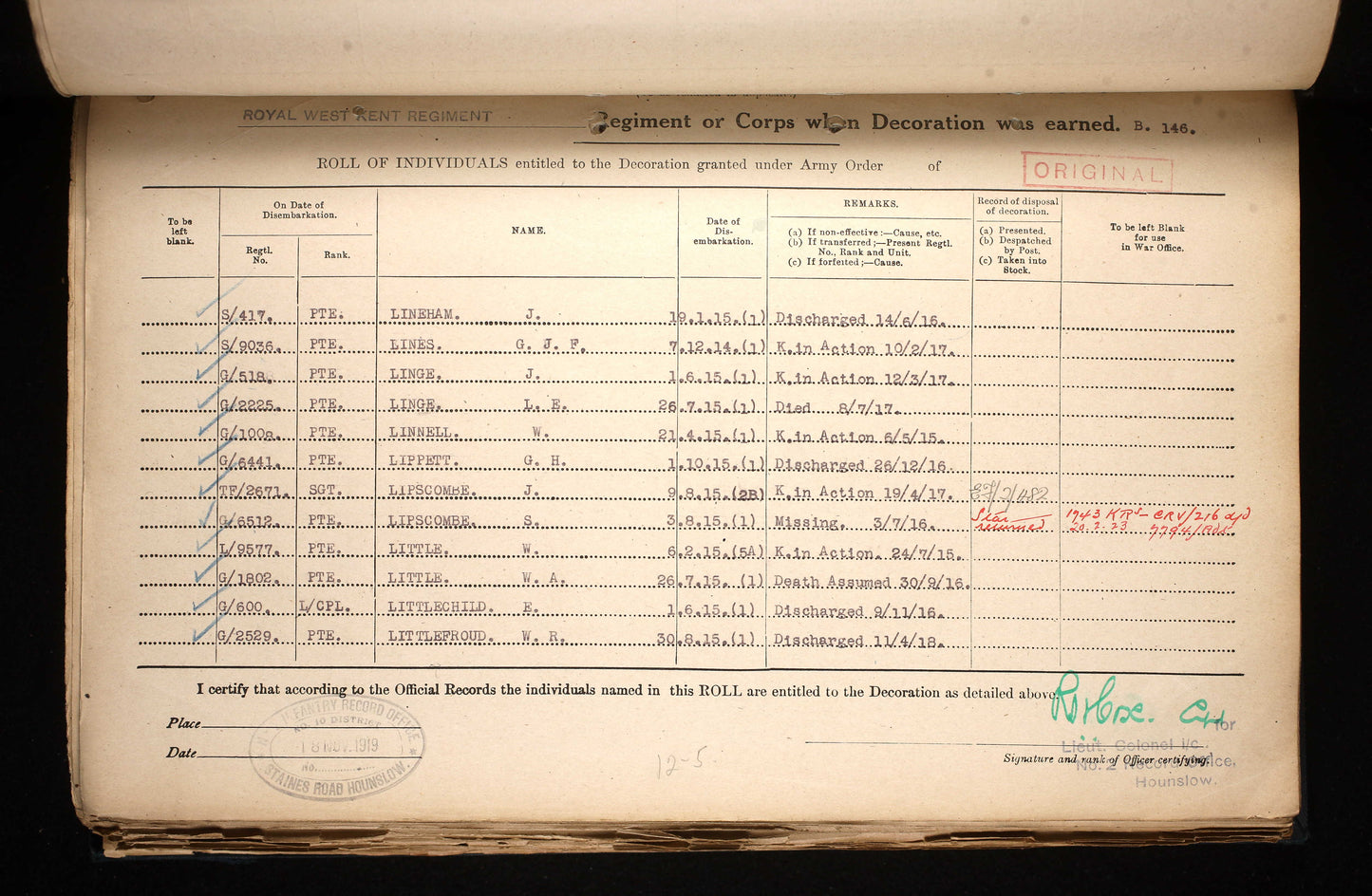 Queen's Own Royal West Kent Regiment Sgt KIA TRENCH RAID 1917 Posthumous MiD WW1 Medal Trio