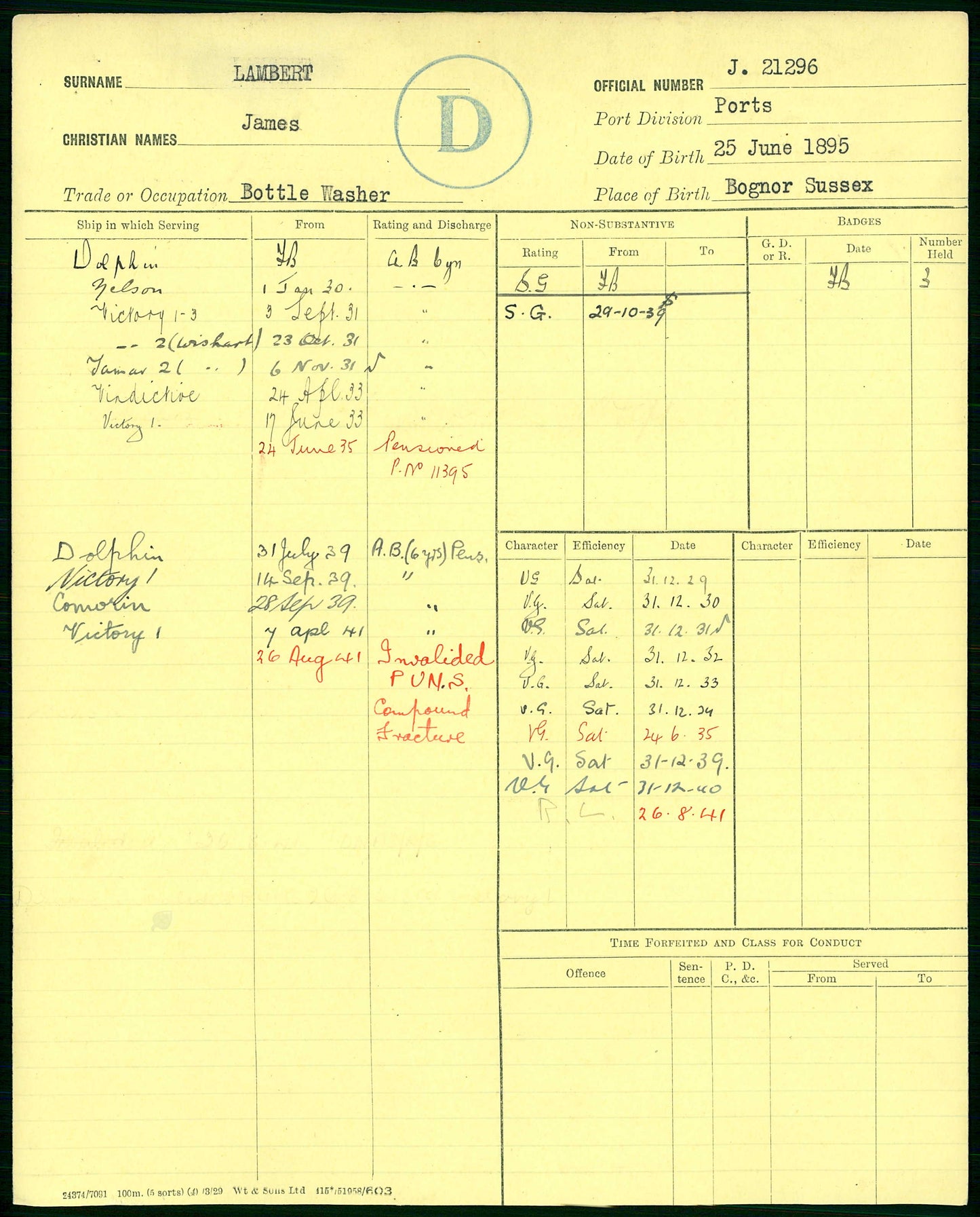 Royal Navy - HMS Comorin 1941 Survivor - WW1 and WW2 Long Service Medal Group - Bognor