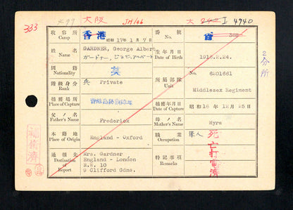 Family Medals Middlesex Regiment Hong Kong POW Died Japan WW2 Grenadier Guards