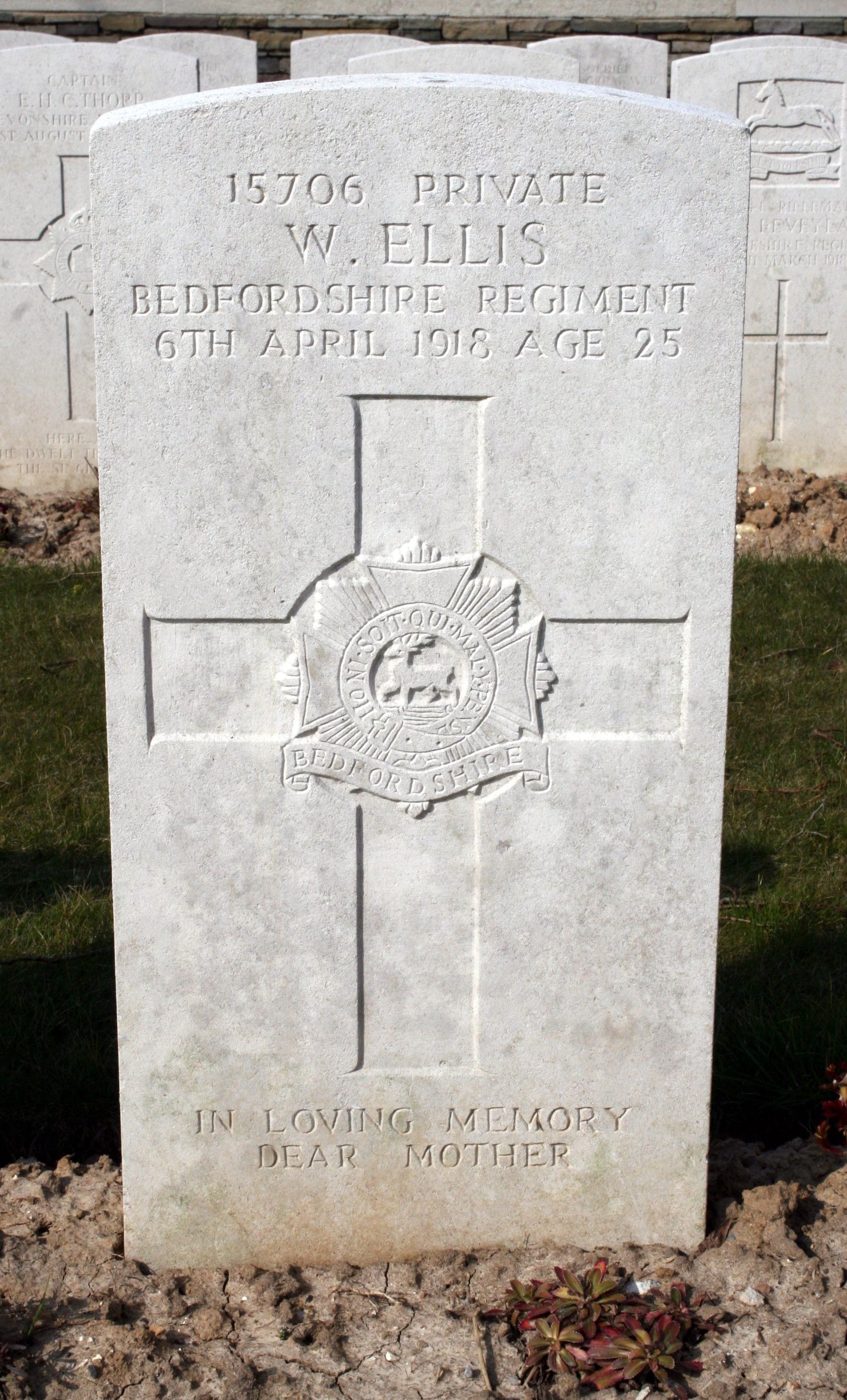 Bedfordshire Regiment KIA 1918 WW1 British Medal Trio Pte. Ellis from Hertfordshire