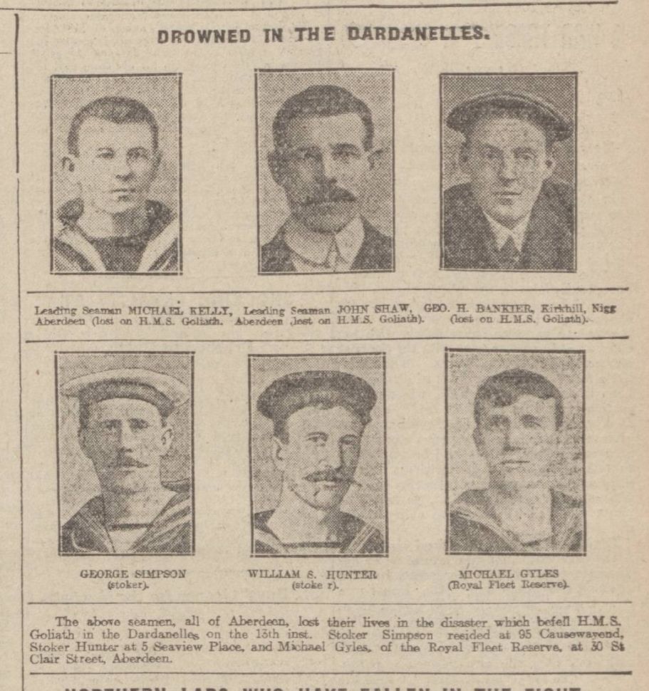 Black Watch (Royal Highlanders) - Killed in Action H.M.S. Goliath Gallipoli 1915 RN - Boer War Queen's South Africa Medal - From Ellon, Aberdeenshire