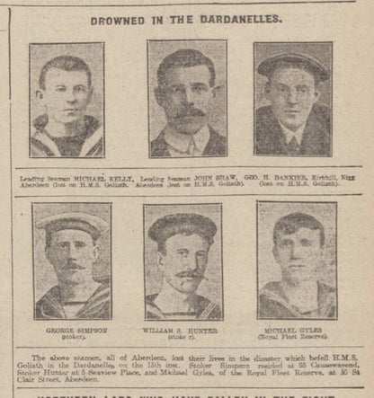 Black Watch (Royal Highlanders) - Killed in Action H.M.S. Goliath Gallipoli 1915 RN - Boer War Queen's South Africa Medal - From Ellon, Aberdeenshire