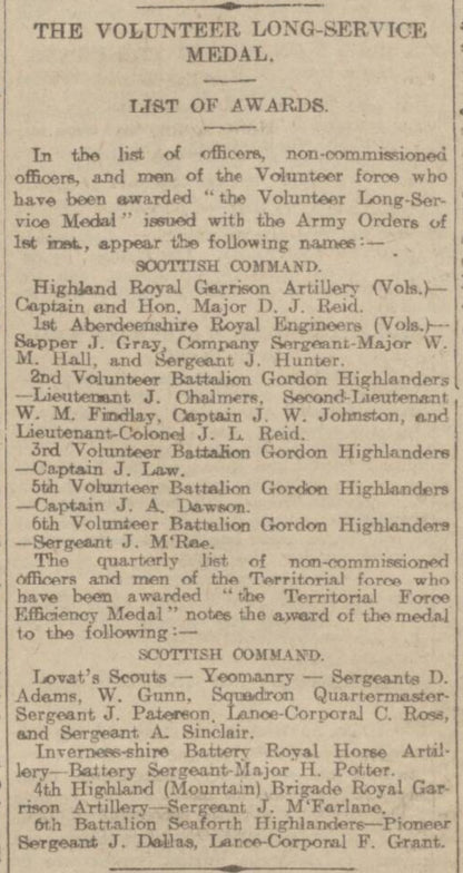 6th Seaforth Highlanders PIONEER SERGEANT Territorial Force Efficiency Medal EVII