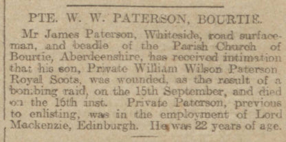 5th Bn. Royal Scots – Died of Wounds in Bombing Trench Raid 1916 – WW1 Medal Pair – From Bourtie, Inverurie
