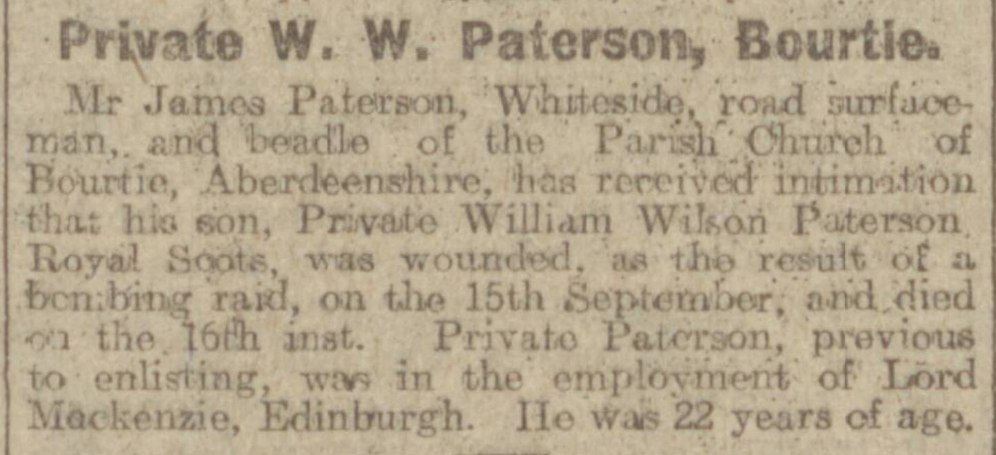 5th Bn. Royal Scots – Died of Wounds in Bombing Trench Raid 1916 – WW1 Medal Pair – From Bourtie, Inverurie