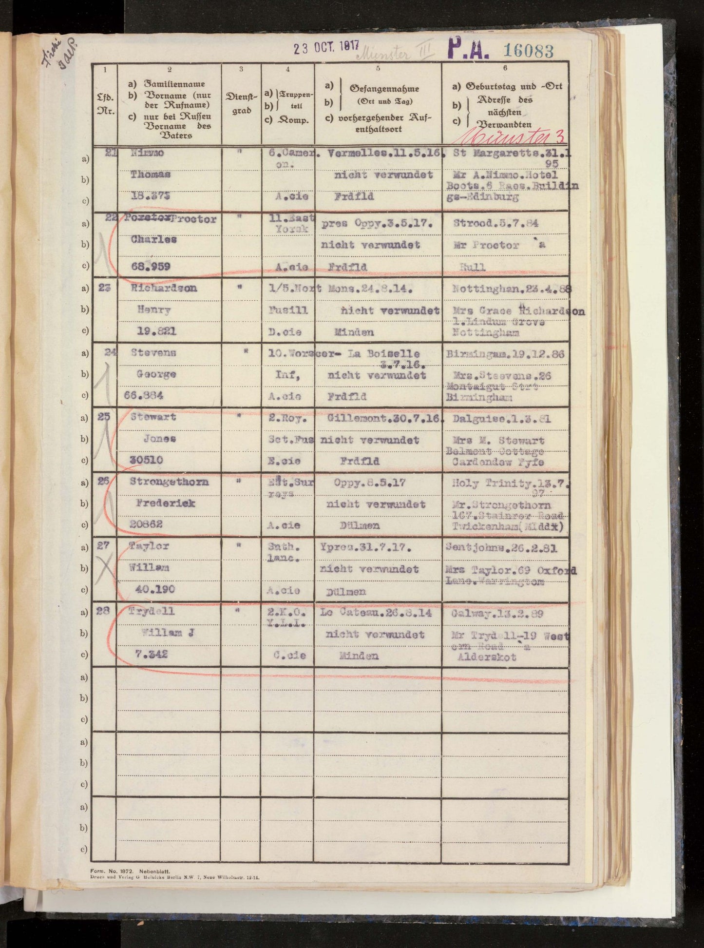 6th Cameron Highlanders POW 1916 British WW1 Medal Trio L/Cpl. Nimmo Edinburgh