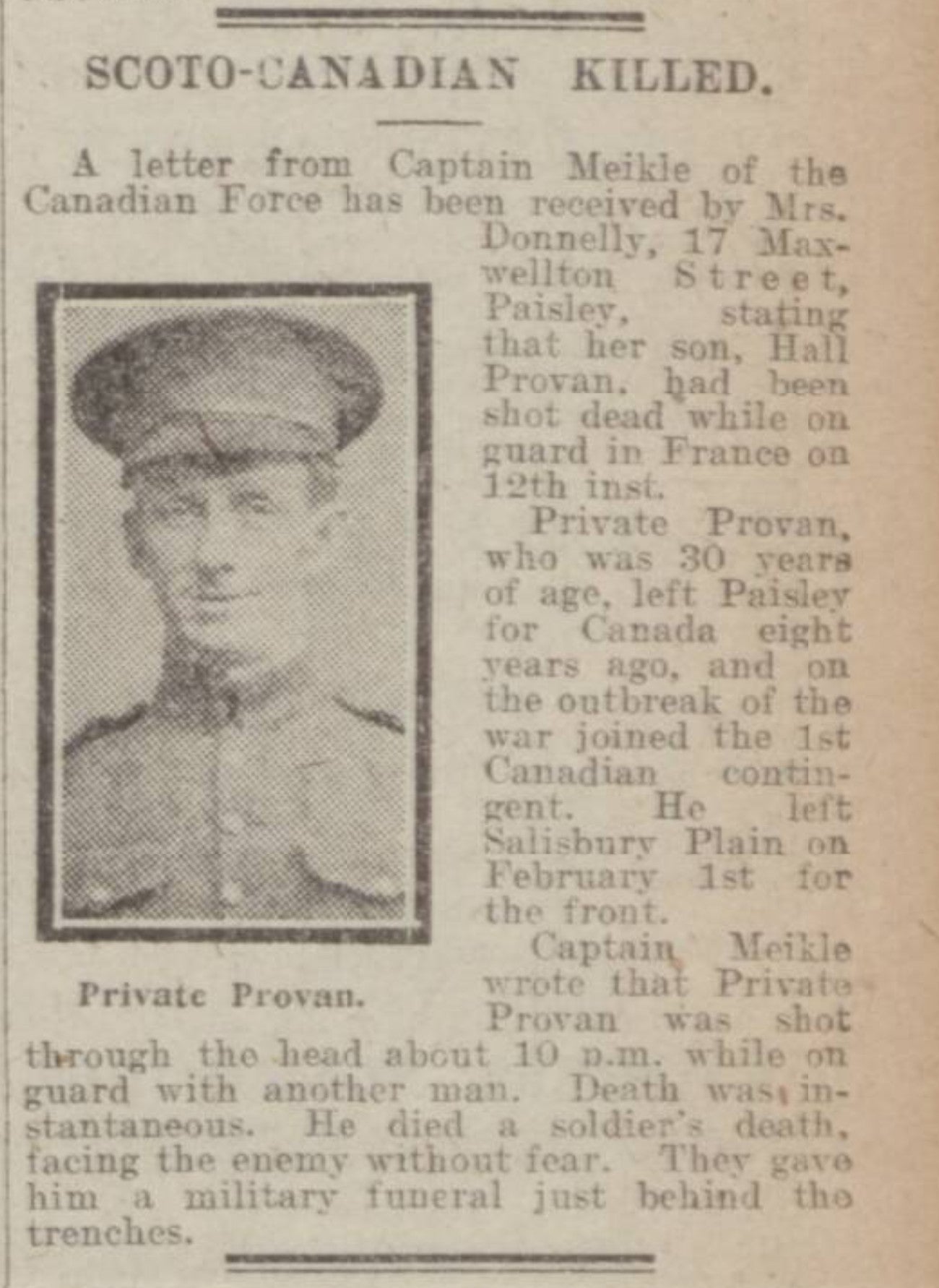 5th Canadian Infantry KIA by Sniper 1915 British War Medal WW1 Paisley Scotland