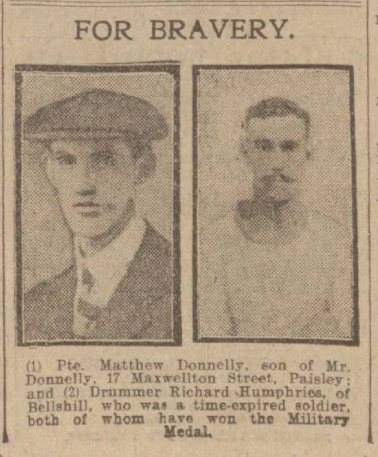 Scottish Rifles (Cameronians) - WW1 Military Medal Gallantry Group - From Paisley - Possibly POW