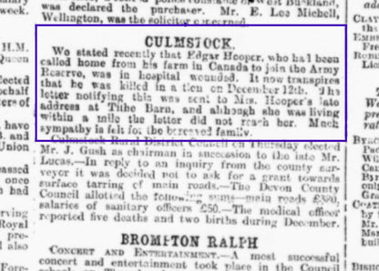 1st Bn. Somerset Light Infantry - Died of Wounds 1914 - WW1 Mons Star Medal Trio - From Culmstock Devon