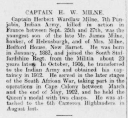 6th Cameron Highlanders KIA Loos 1915 VC Action Captain & Ad QSA Medal Sligo RGA