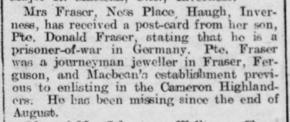 6th Cameron Highlanders POW Ypres 1917 WW1 Victory Medal Inverness Letters Home