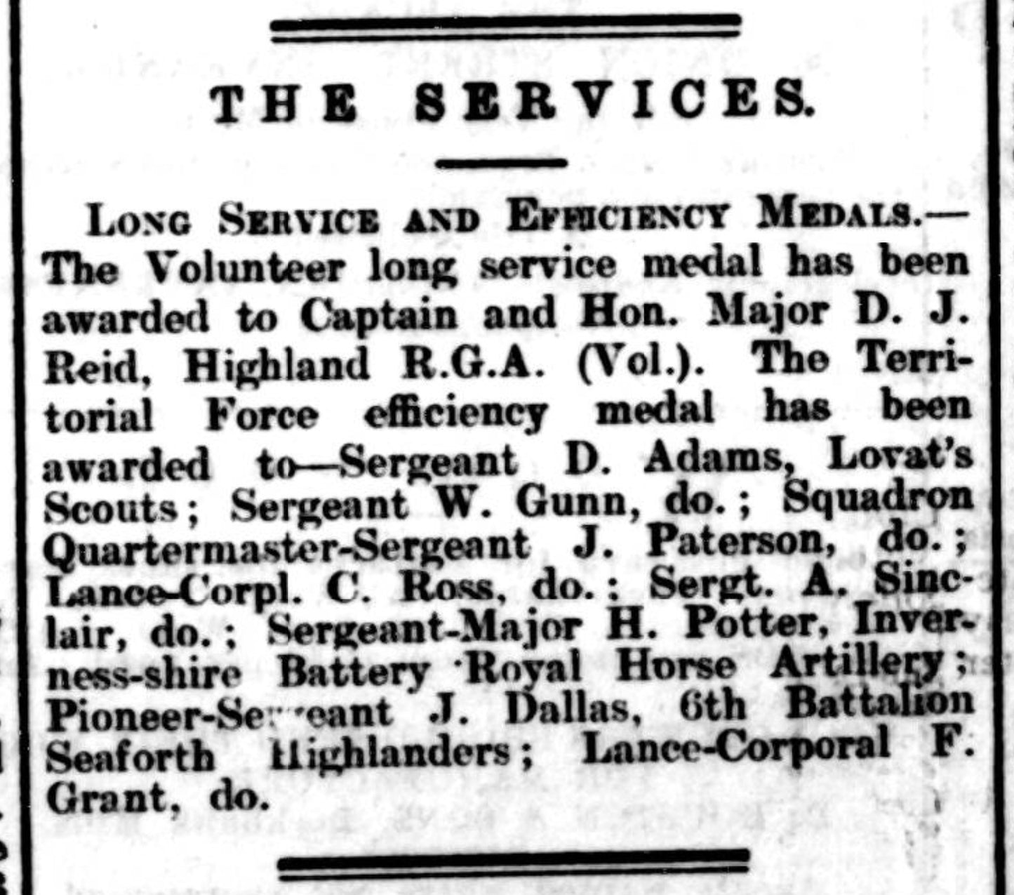 6th Seaforth Highlanders PIONEER SERGEANT Territorial Force Efficiency Medal EVII