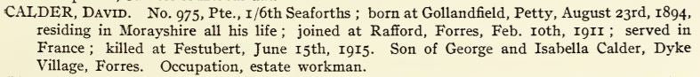 6th Bn. Seaforth Highlanders - Killed in Action Festubert 1915 - WW1 Medals - From Dyke, Forres, Morayshire