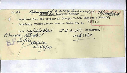 WW2 Australia Service Medal 1939–45 1 Ordnance Workshop Company Africa India