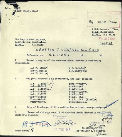 WW2 Australia Service Medal 1939–45 1 Ordnance Workshop Company Africa India