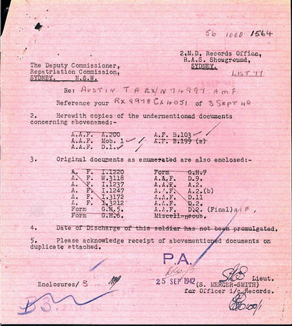 WW2 Australia Service Medal 1939–45 1 Ordnance Workshop Company Africa India